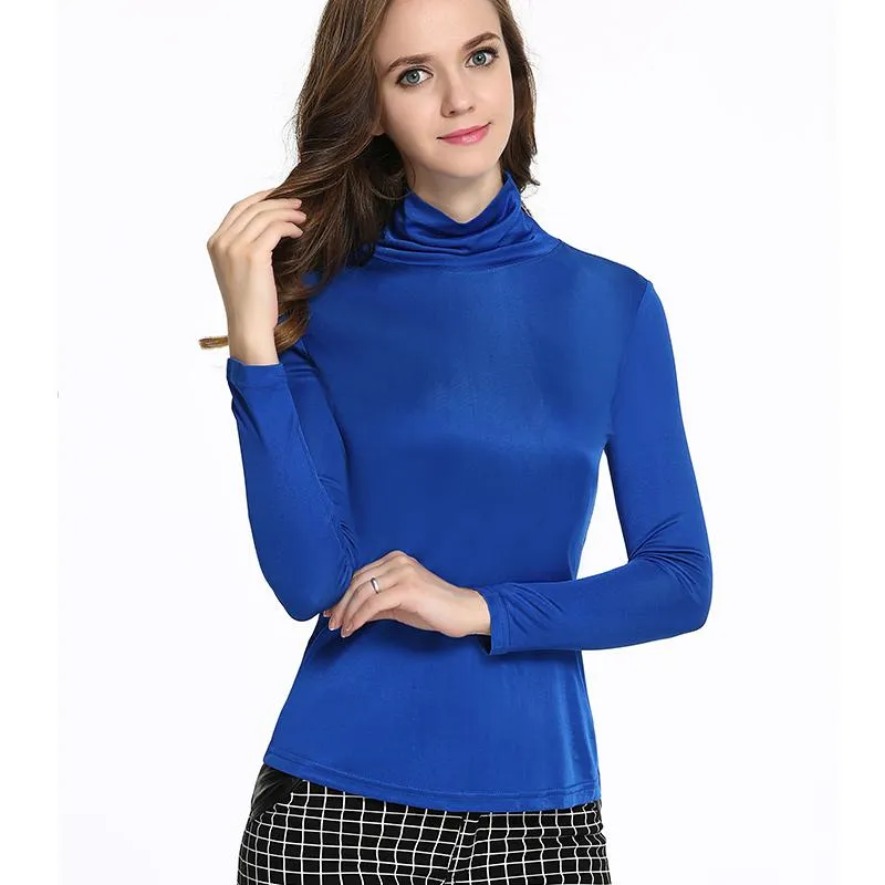 100% Real Silk 150G Double-Sided Knit Female Shirt Sleeved Turtleneck Shirt Lapel Jacket