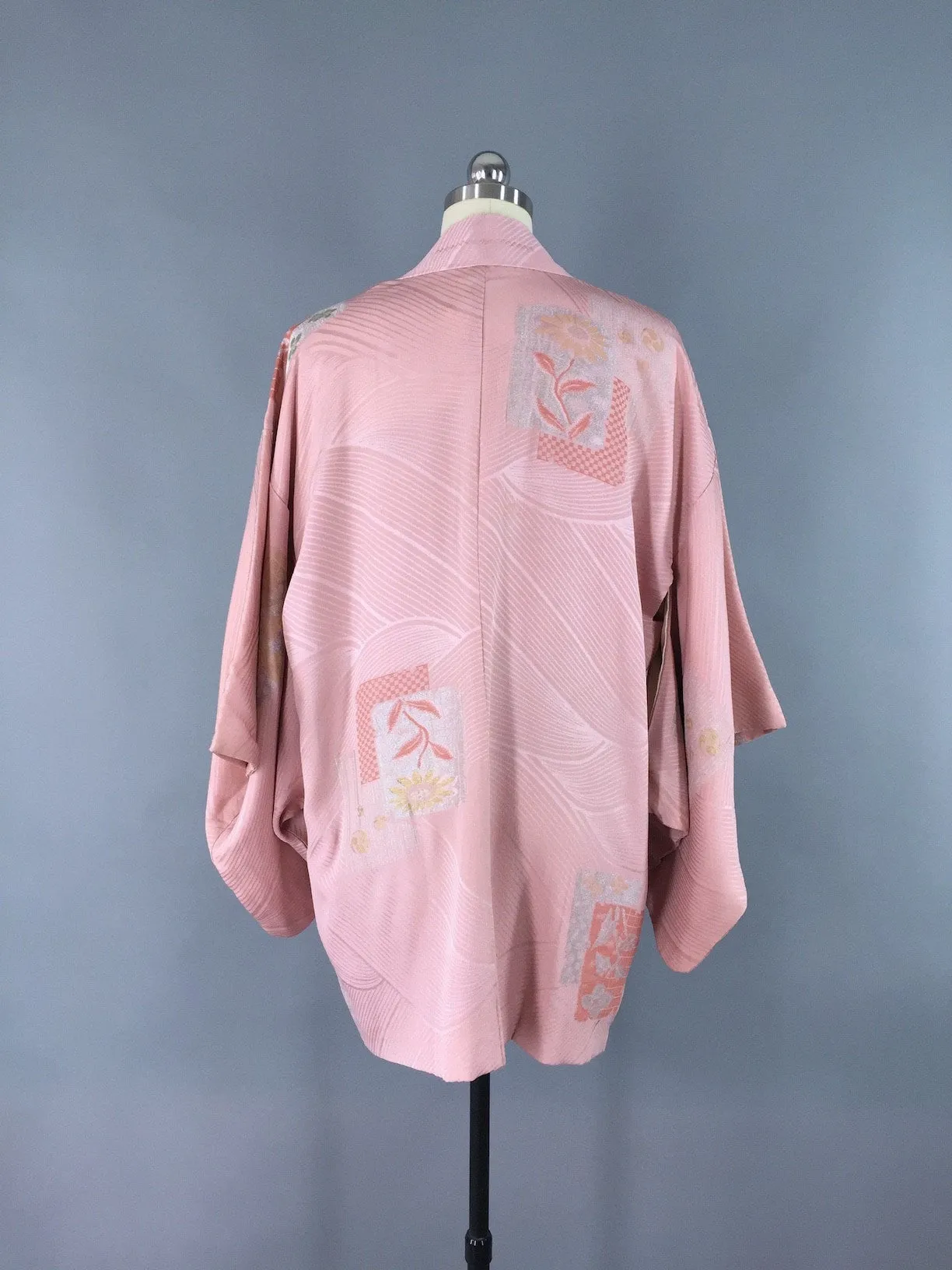 1960s Silk Haori Kimono Cardigan Jacket / Blush Pink