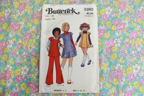 1970s Girls Tunic/Jumper, Top and Pants Sewing Pattern Butterick 3262, Complete, UNCUT FF, Chest 30"