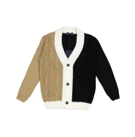 4327-CARDIGAN-Nero/Camel/Panna