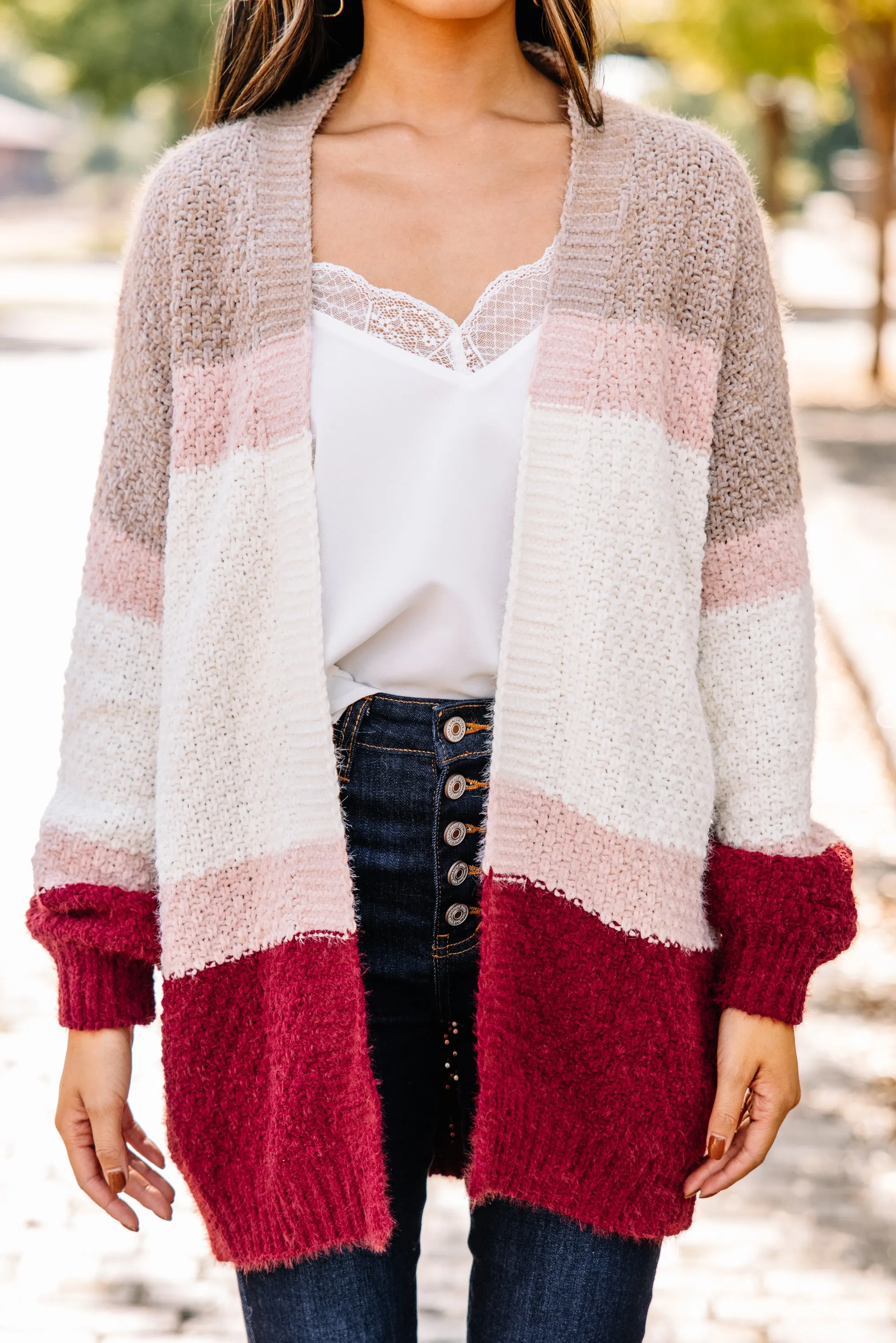 All This Time Raspberry Pink Colorblock Cardigan