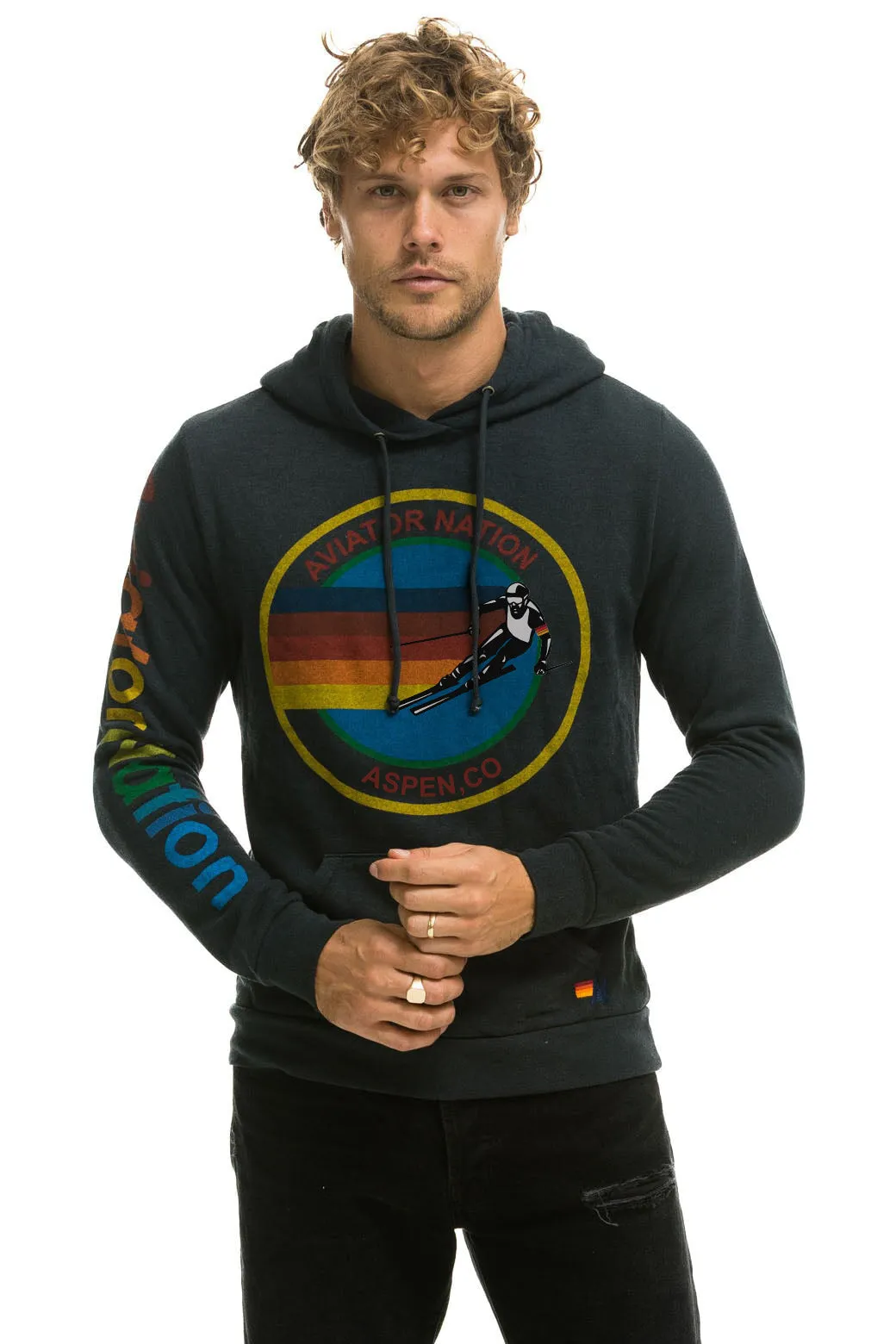 AVIATOR NATION ASPEN PULLOVER HOODIE - CHARCOAL