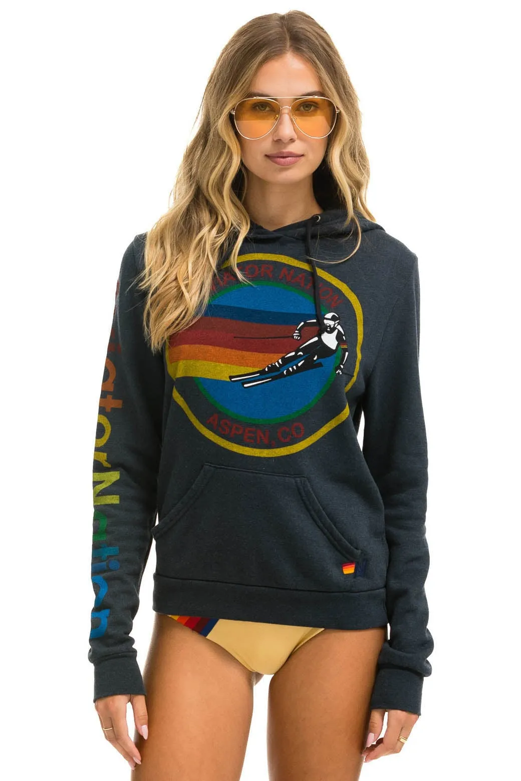 AVIATOR NATION ASPEN PULLOVER HOODIE - CHARCOAL