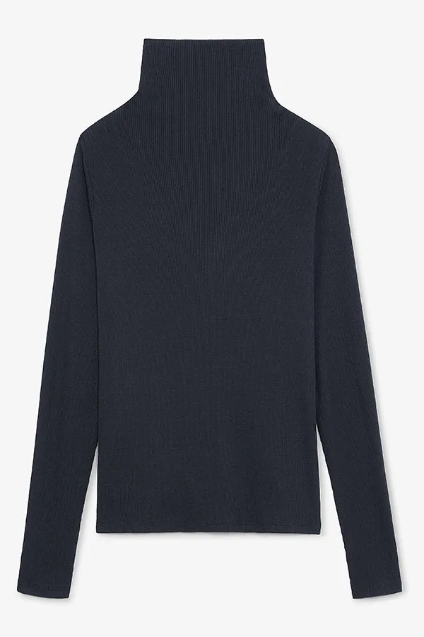 Axam Turtleneck - Organic Ribbed Pima Cotton :: Dark Navy