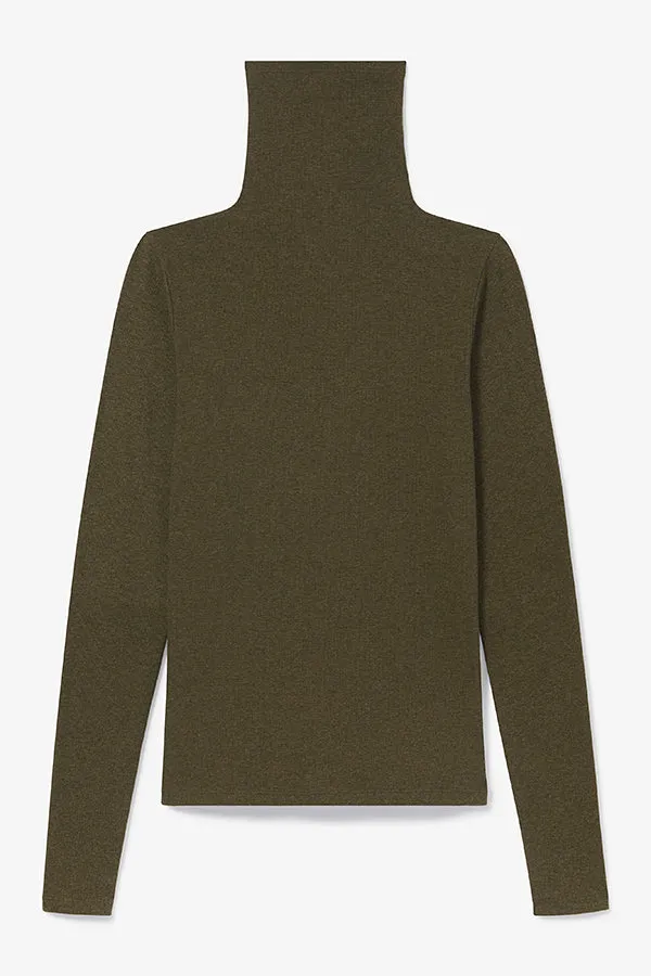 Axam Turtleneck - Ribbed Pima Cotton :: Army Melange