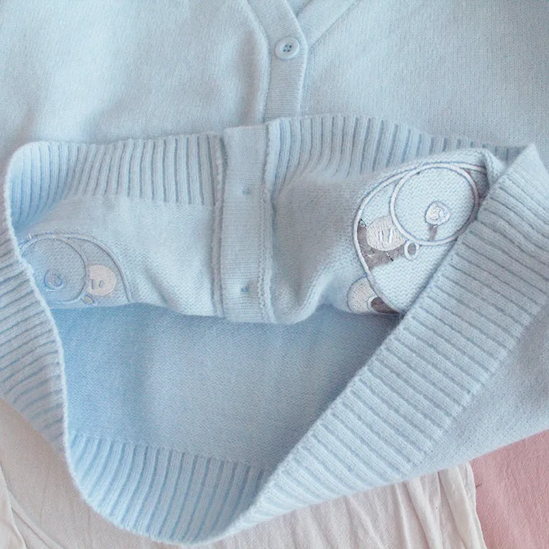 Baby Blue Bear Kawaii Girl Cardigan