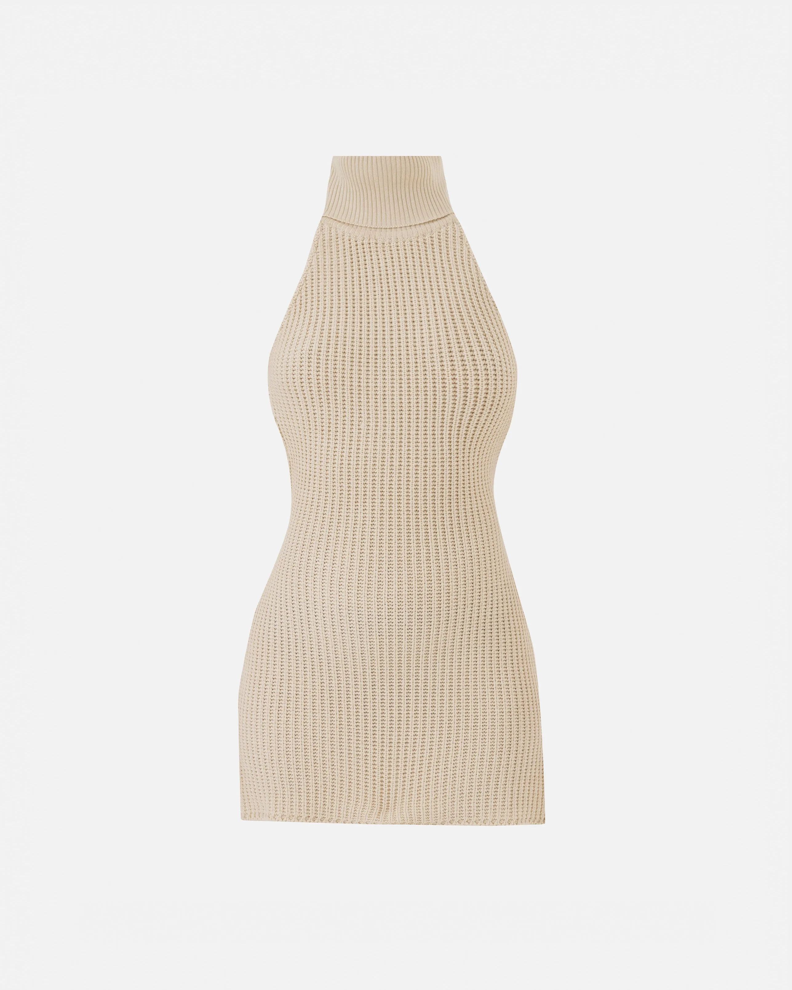 Basics Turtleneck Knitted Dress Cream