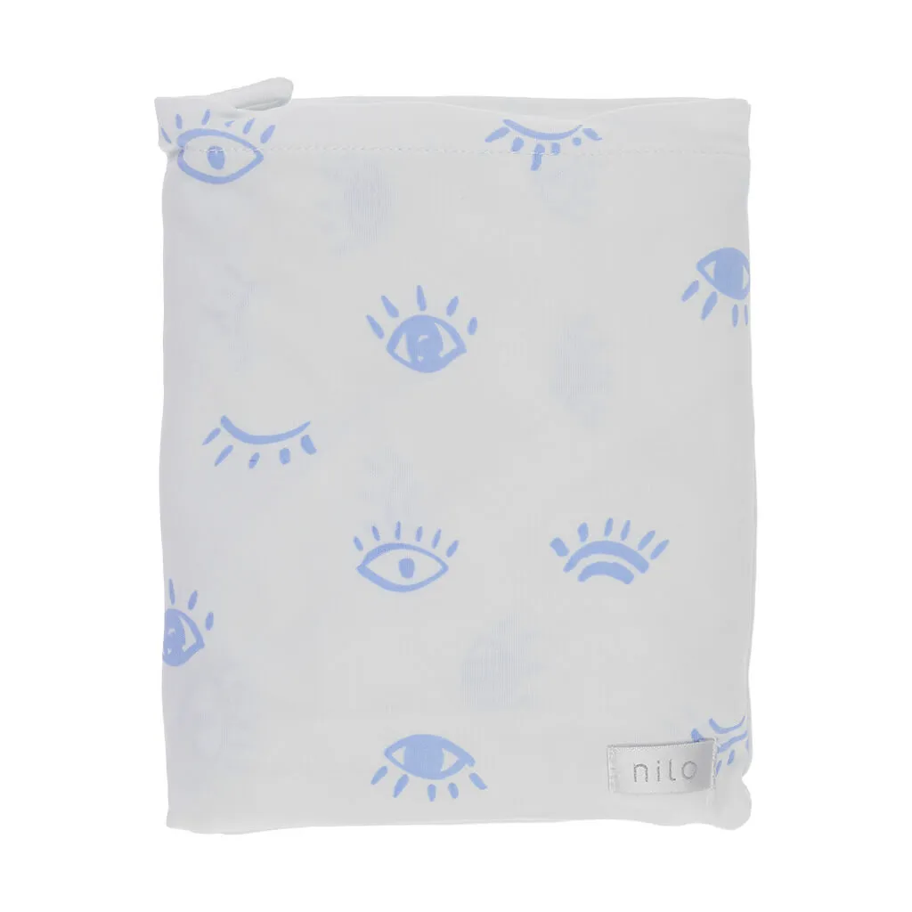 Bassinet Sheet Eyes White/Blue