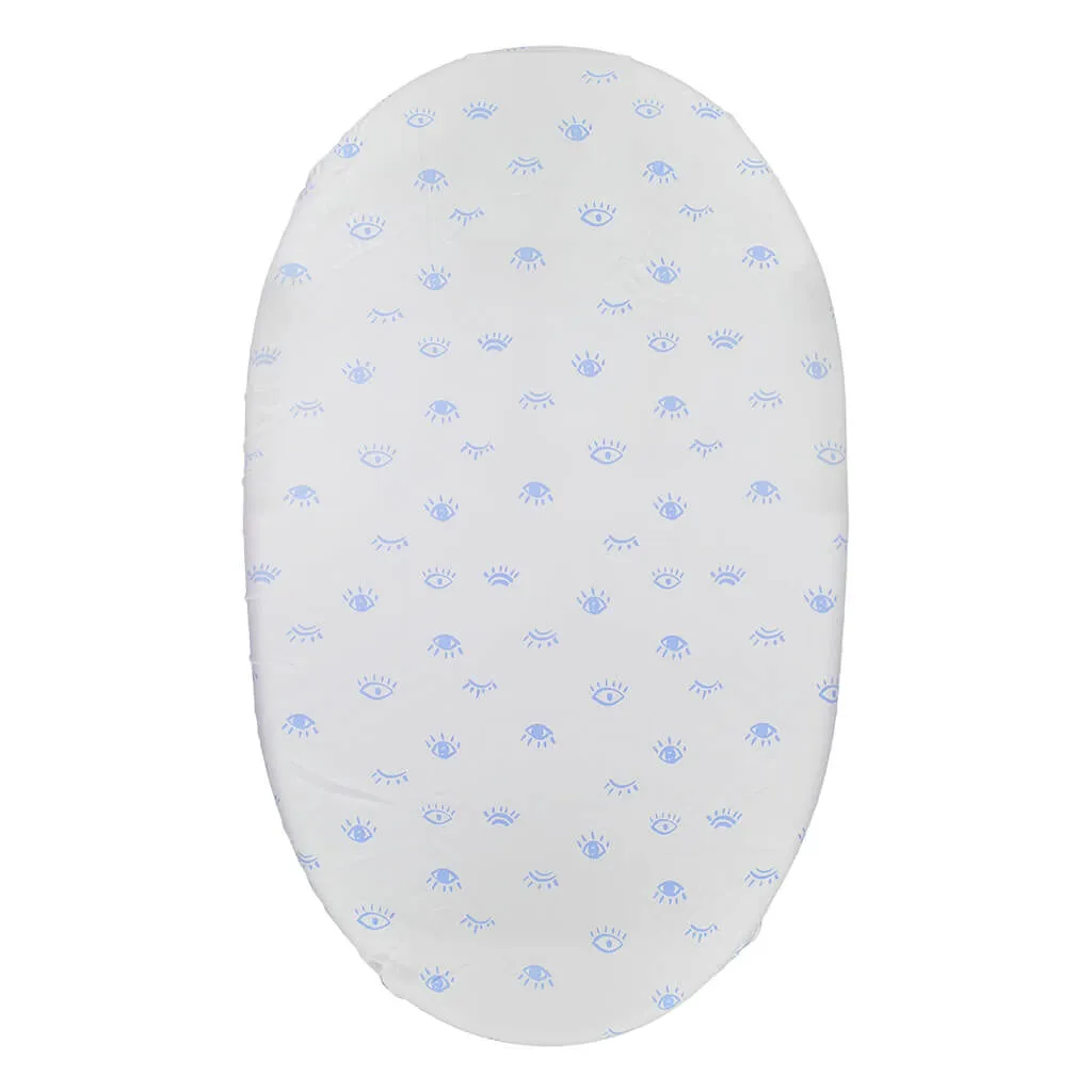 Bassinet Sheet Eyes White/Blue