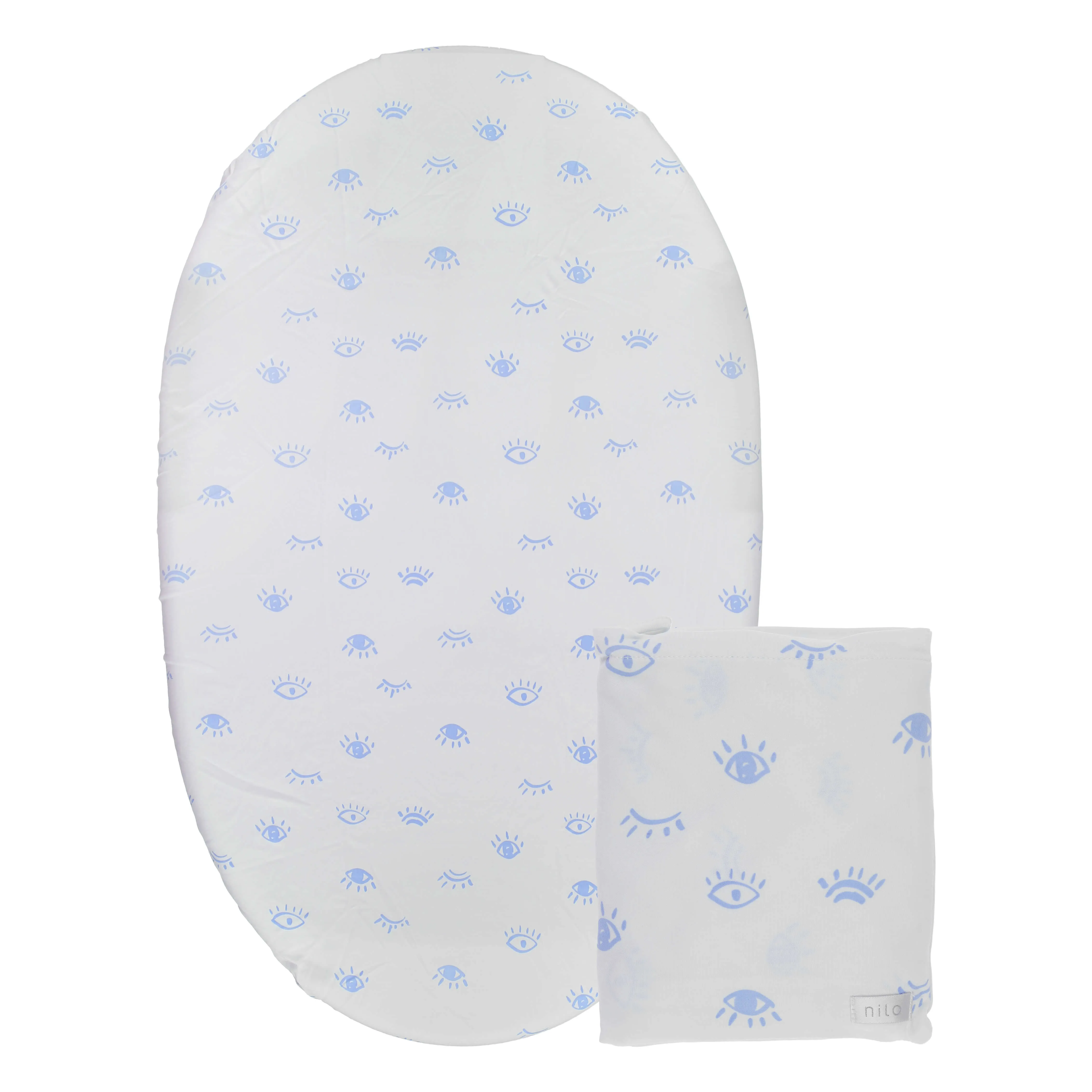 Bassinet Sheet Eyes White/Blue