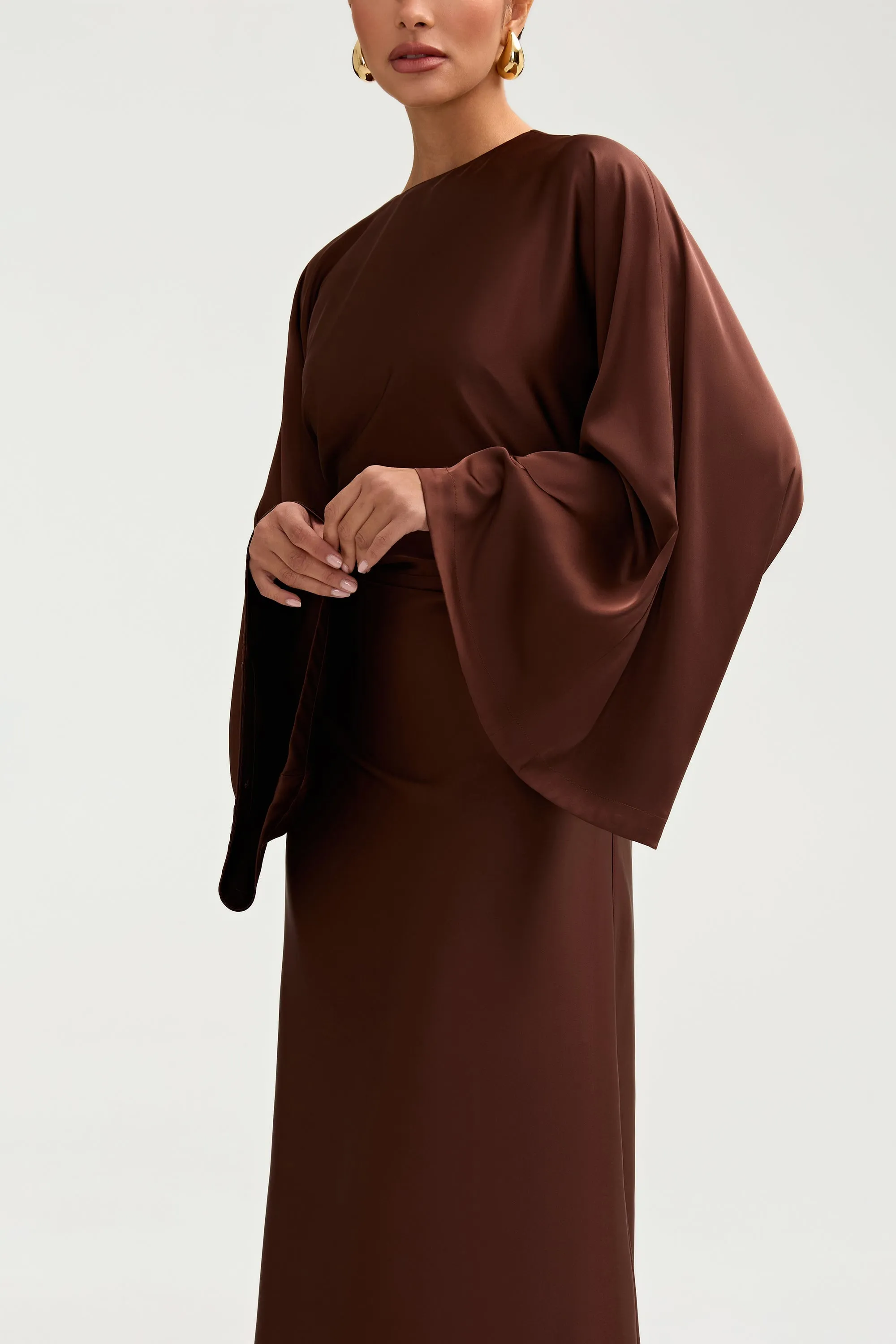 Batool Satin Maxi Dress - Chocolate