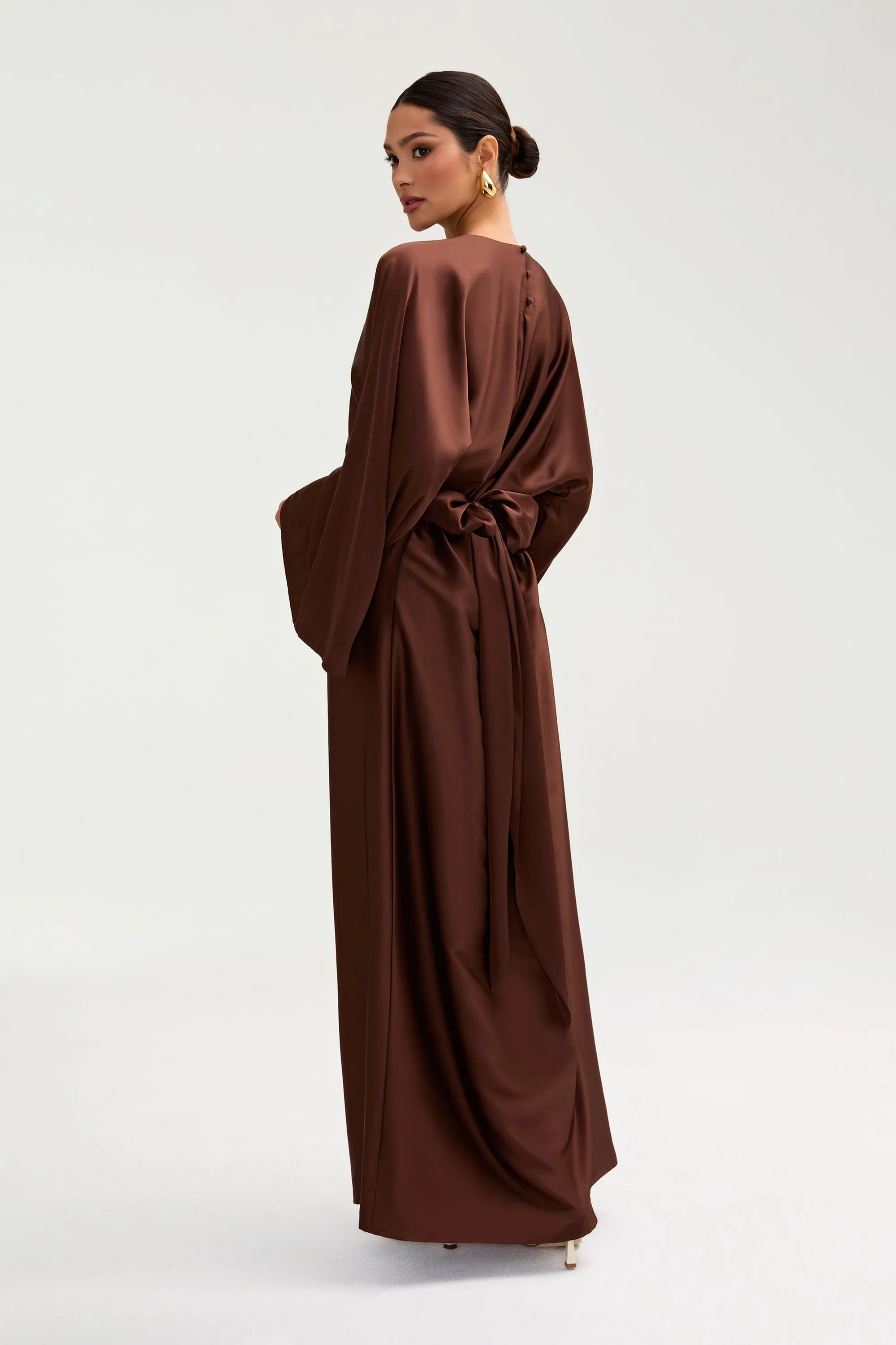 Batool Satin Maxi Dress - Chocolate