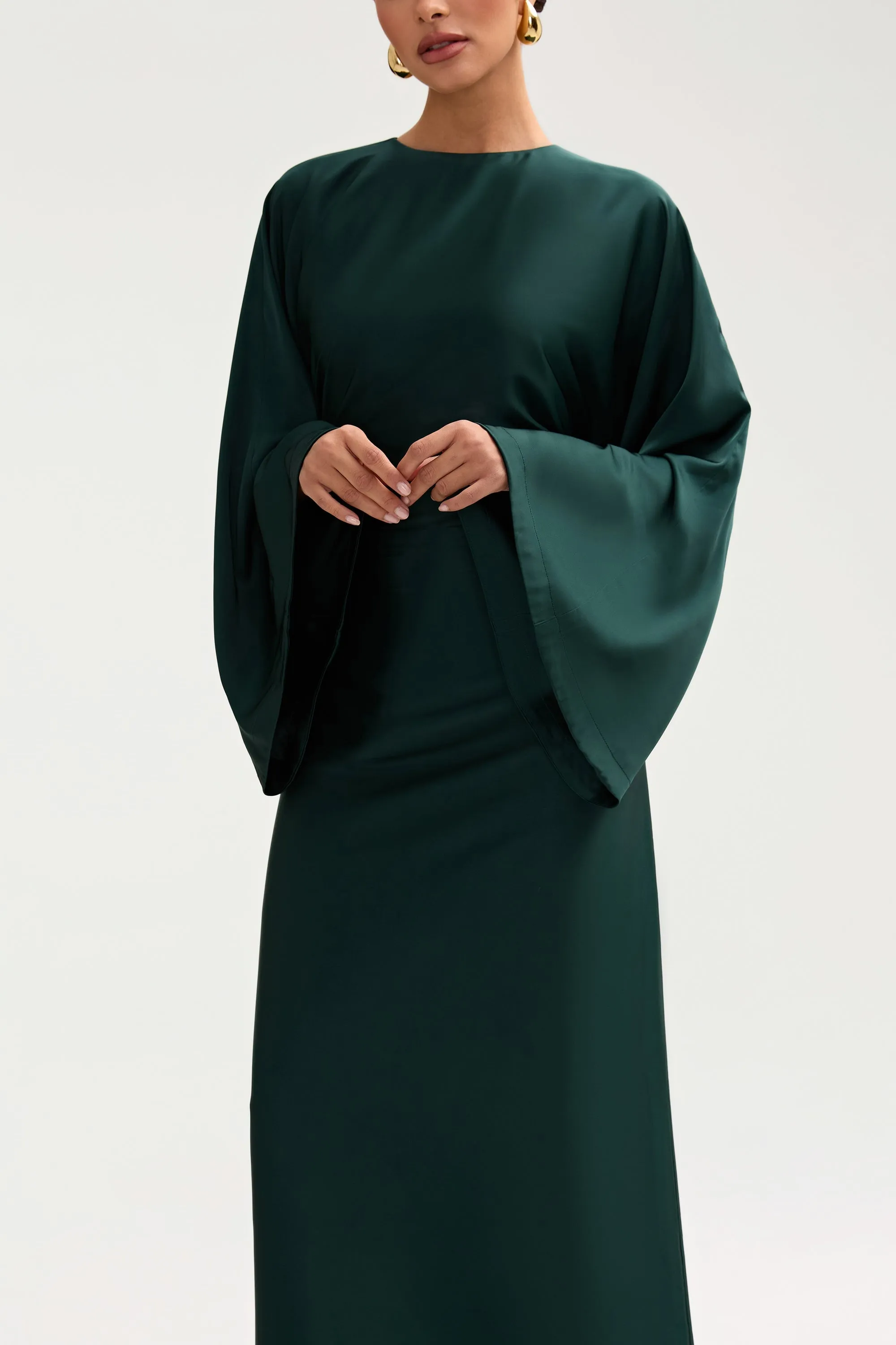 Batool Satin Maxi Dress - Emerald