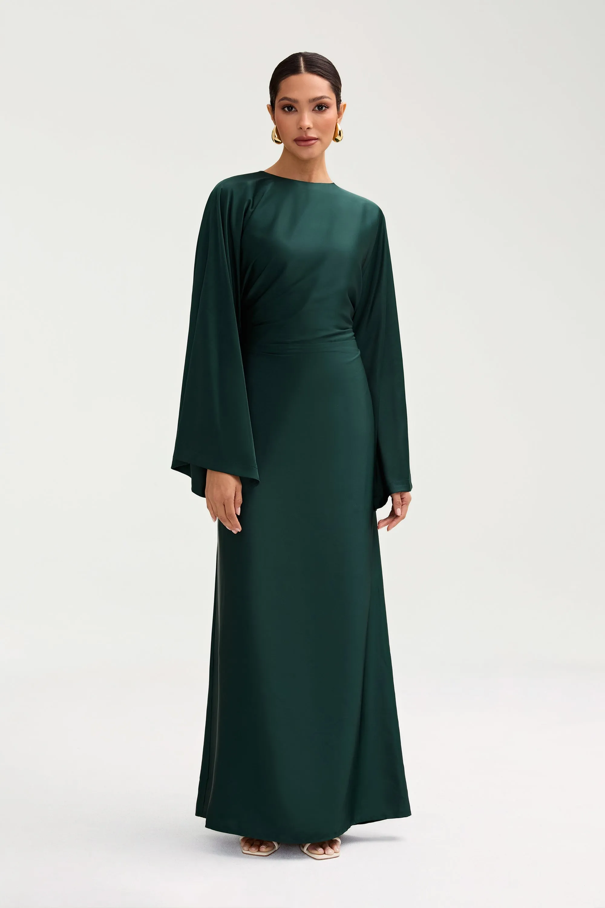 Batool Satin Maxi Dress - Emerald