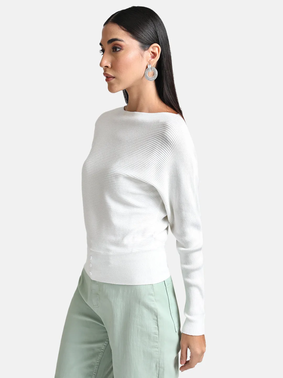 Batwing Pullover With Buttons