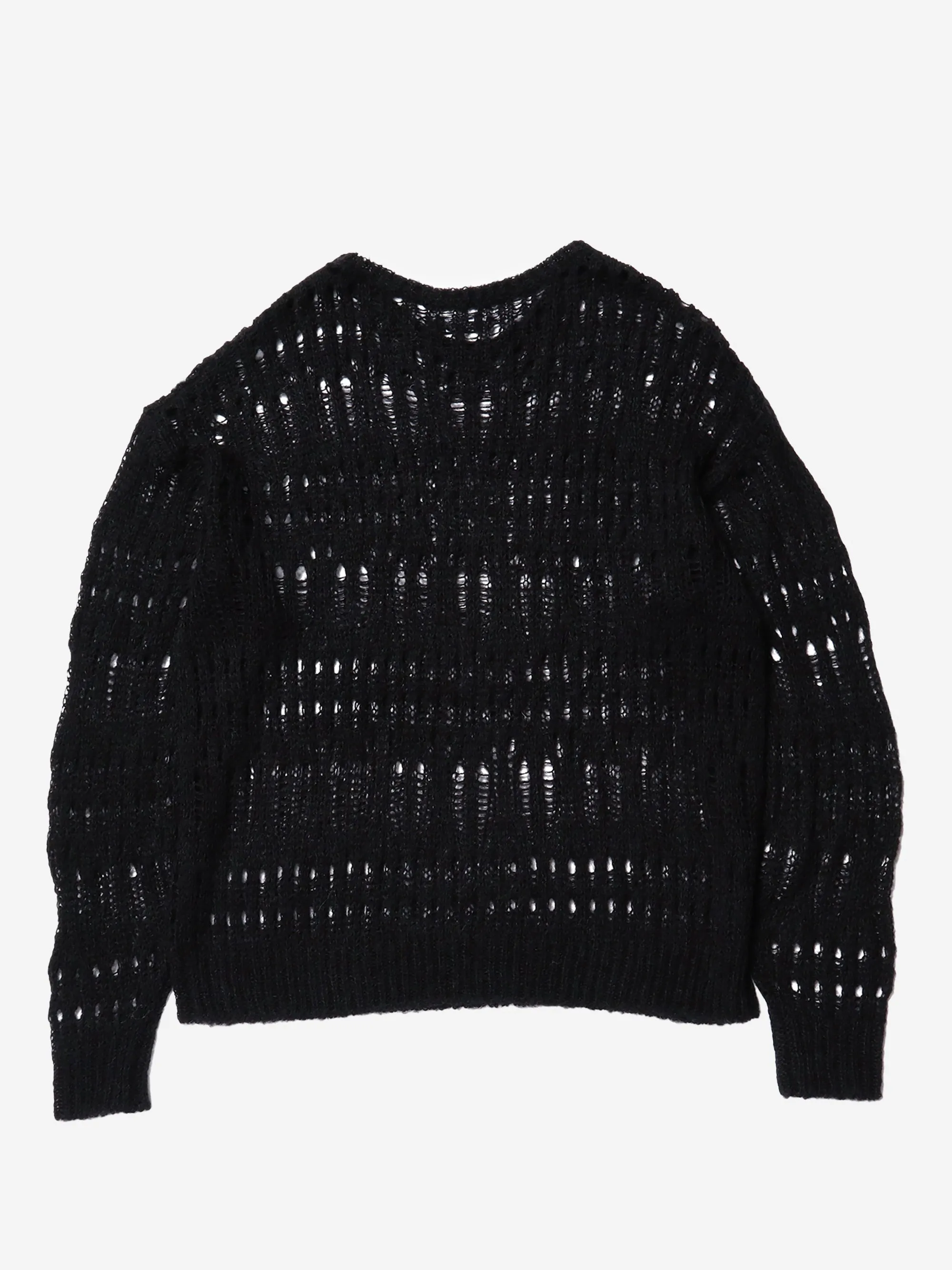 Beams Crochet Crew Neck - Black