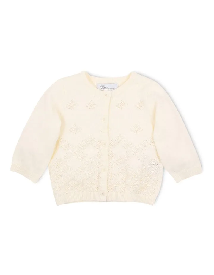 Bebe Pointelle Cardigan in Cloud