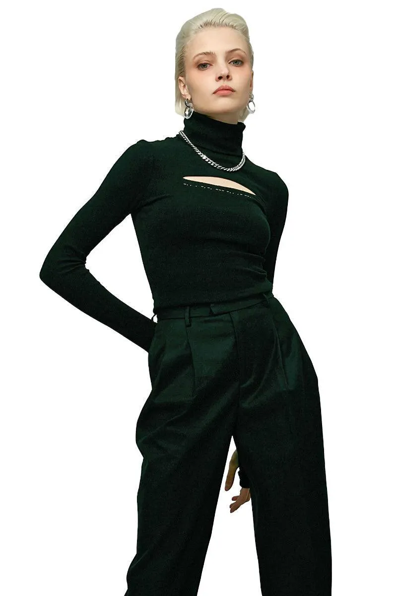 Black Hollow Out Turtleneck