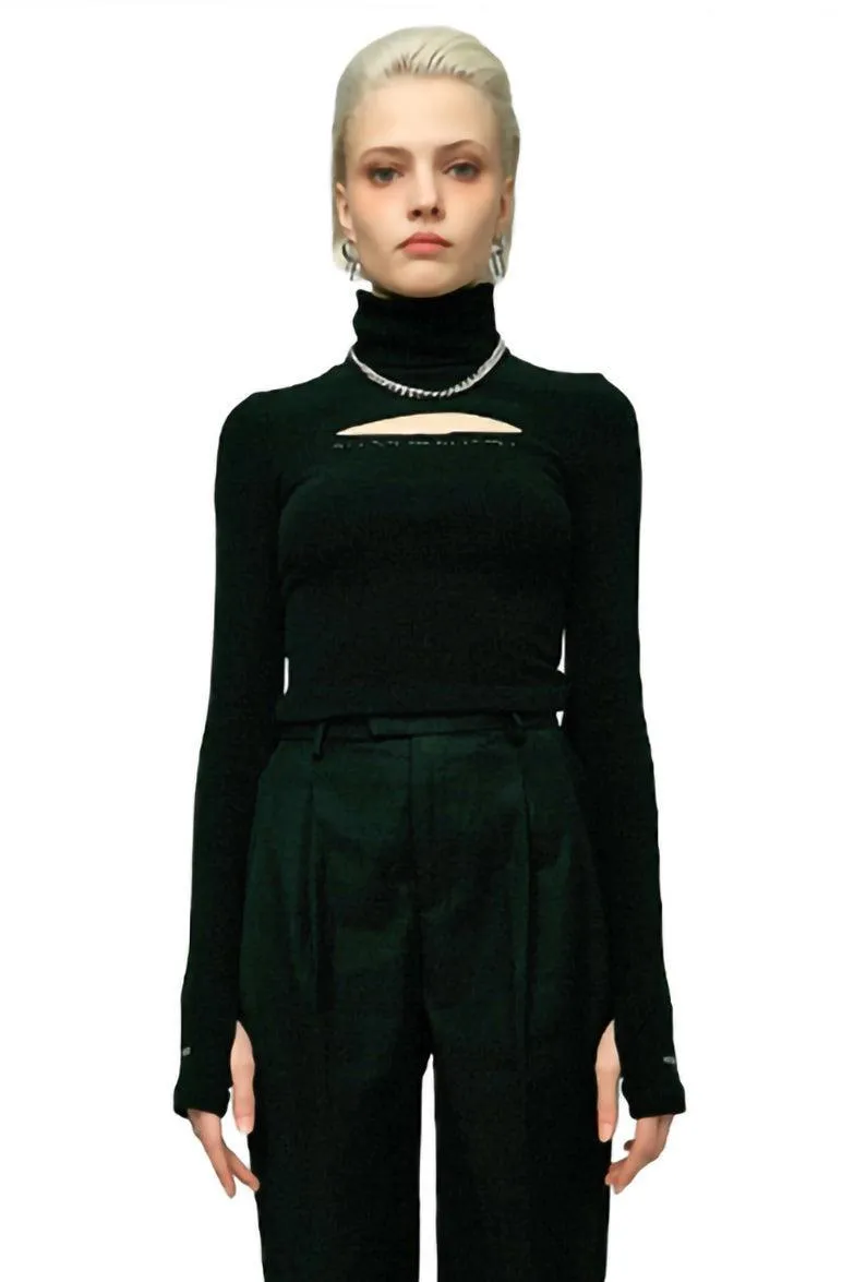 Black Hollow Out Turtleneck