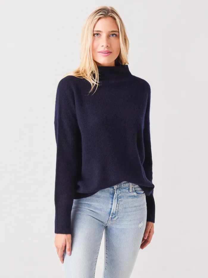 BOILED CASHMERE FUNNEL NECK PULLOVER - COASTAL BLUE - FINAL SALE