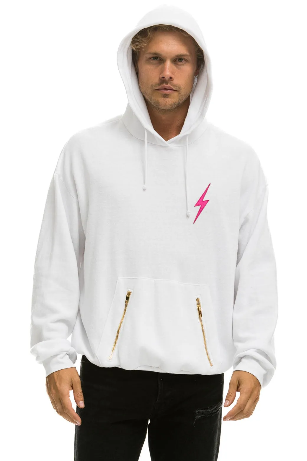 BOLT STITCH PULLOVER HOODIE - WHITE