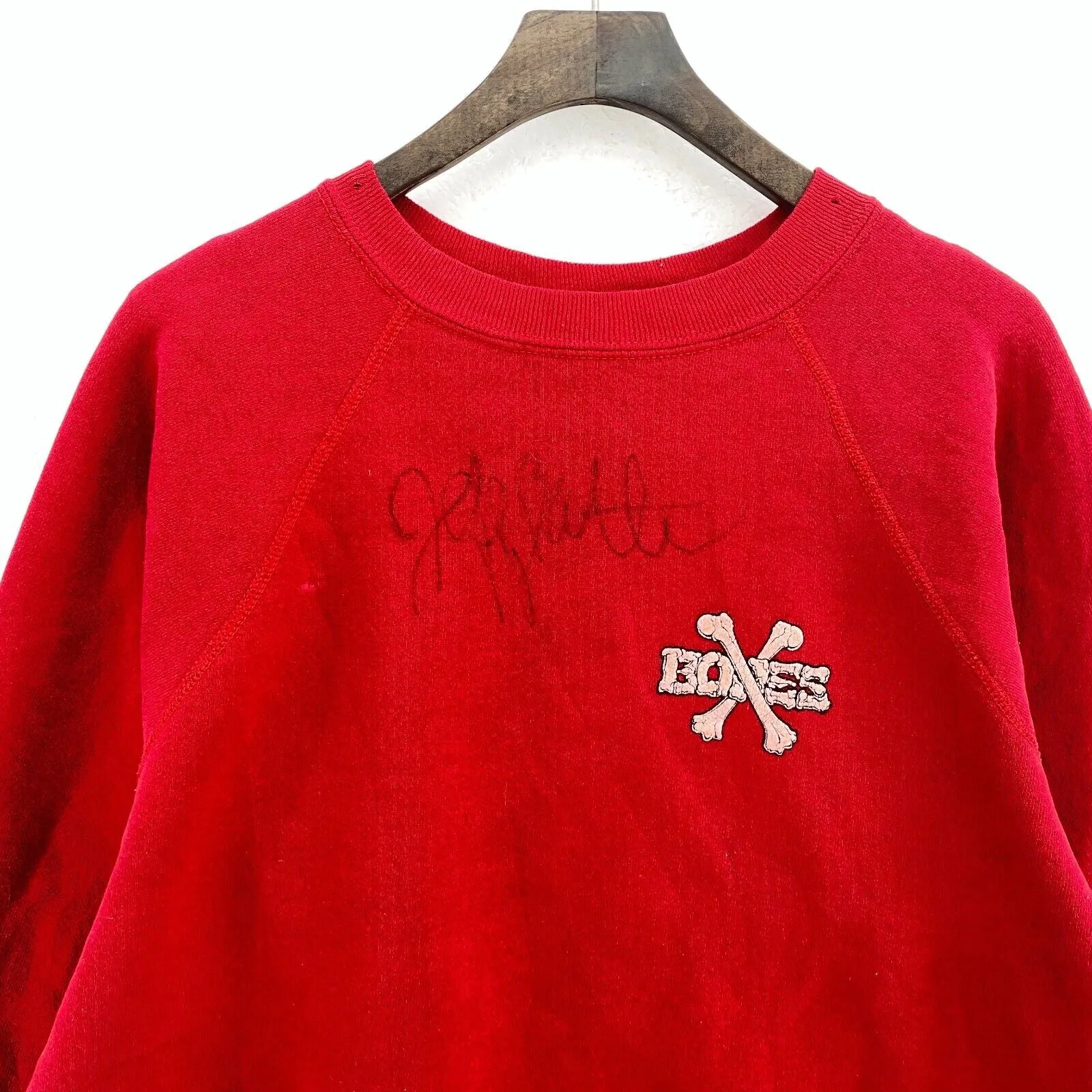 Bones Logo Vintage Red Crew Neck Sweatshirt Size M