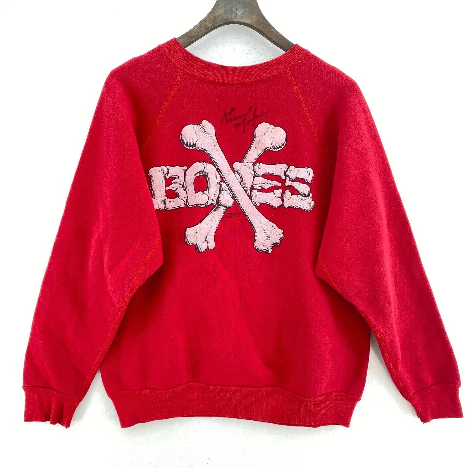 Bones Logo Vintage Red Crew Neck Sweatshirt Size M