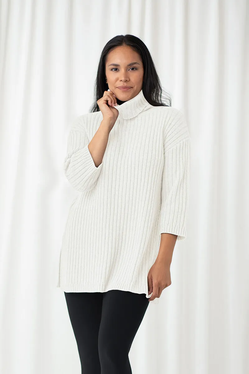 Boxy Rib Sweater Tunic | Cream