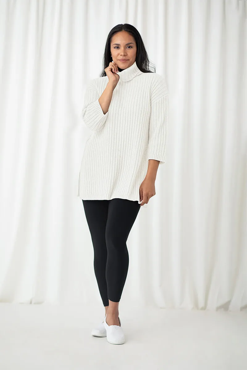 Boxy Rib Sweater Tunic | Cream