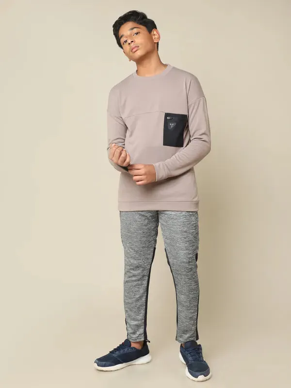 Boys Solid Slim Fit Crew Neck Pullover with TECHNO DRY