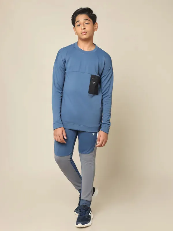 Boys Solid Slim Fit Crew Neck Pullover with TECHNO DRY