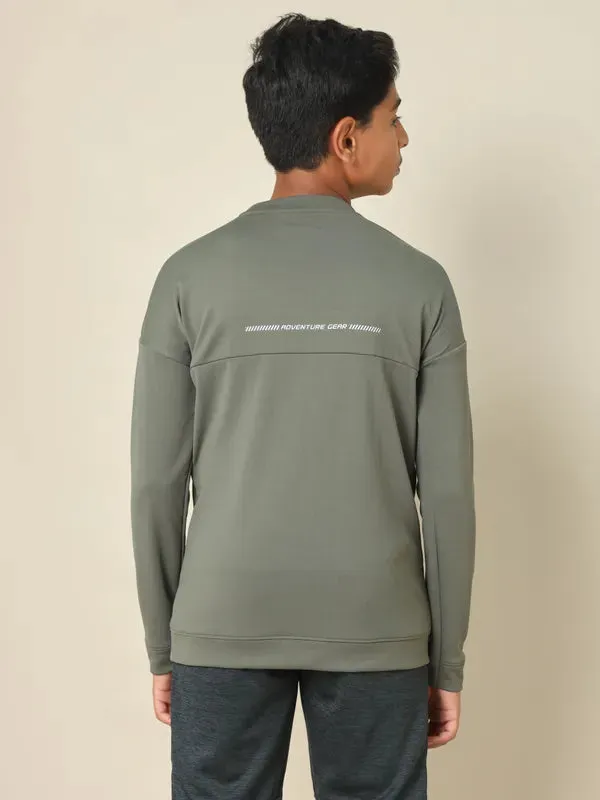 Boys Solid Slim Fit Crew Neck Pullover with TECHNO DRY