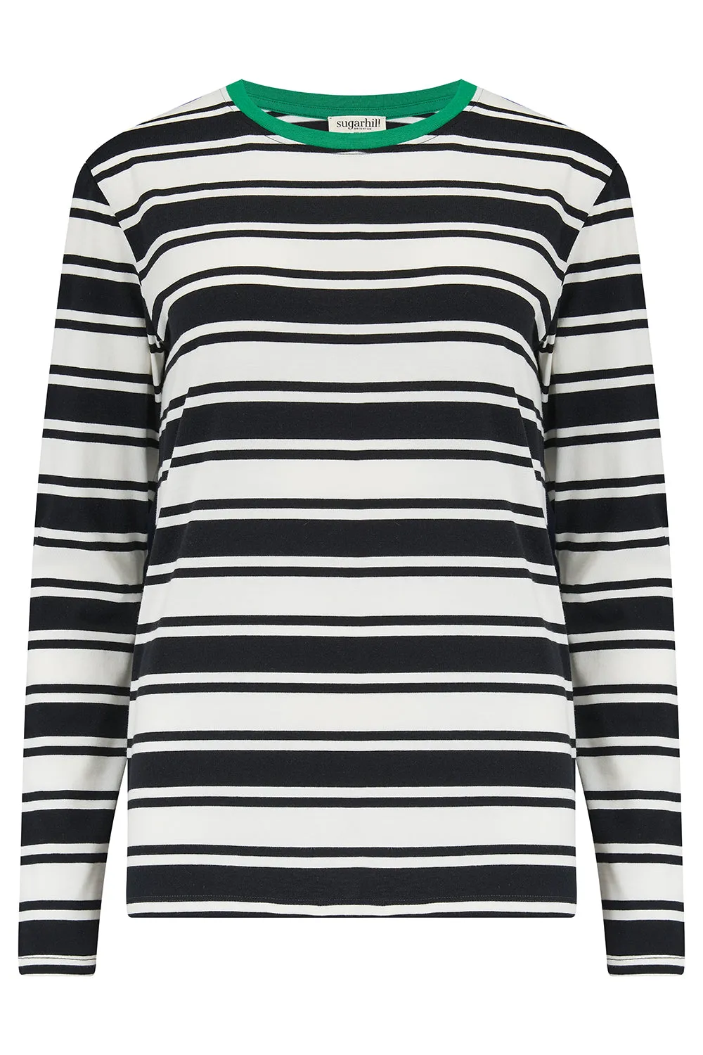 Brunswick Jersey Top - Black/Off White, Double Stripe