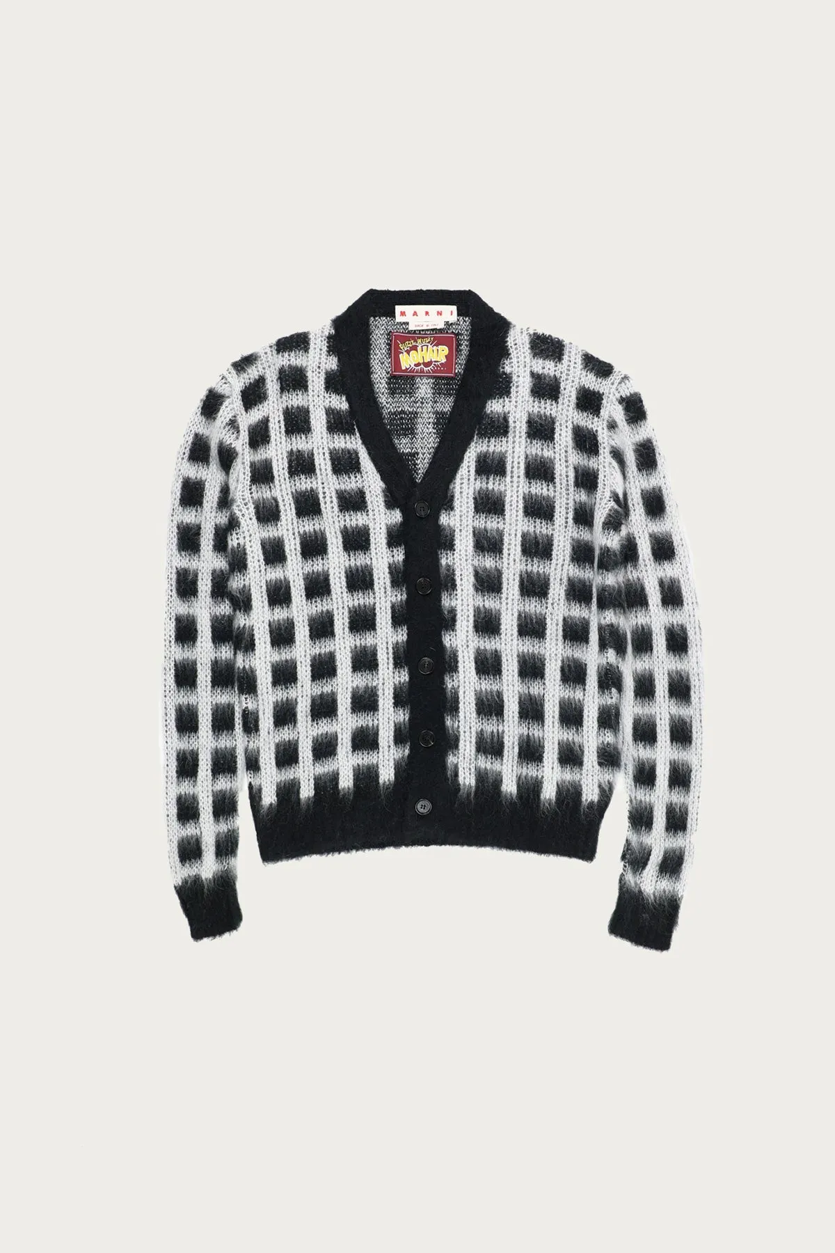 Brushed Check Fuzzy Wuzzy Cardigan - Black