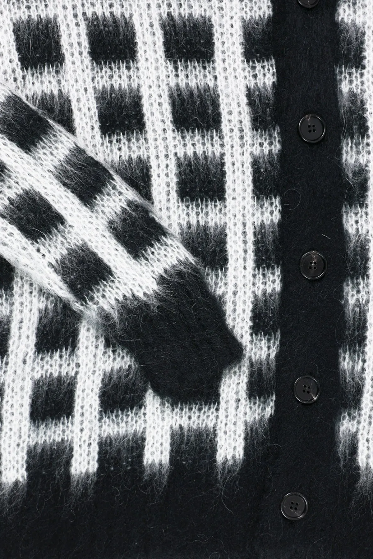 Brushed Check Fuzzy Wuzzy Cardigan - Black