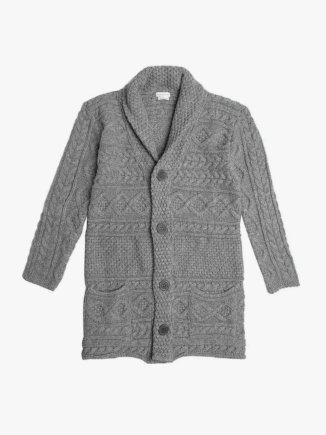 Button Front Shawl Collar Wool Blend Cardigan Grey