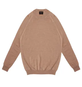 Camel Melange Fine Merino Crew Neck Sweater