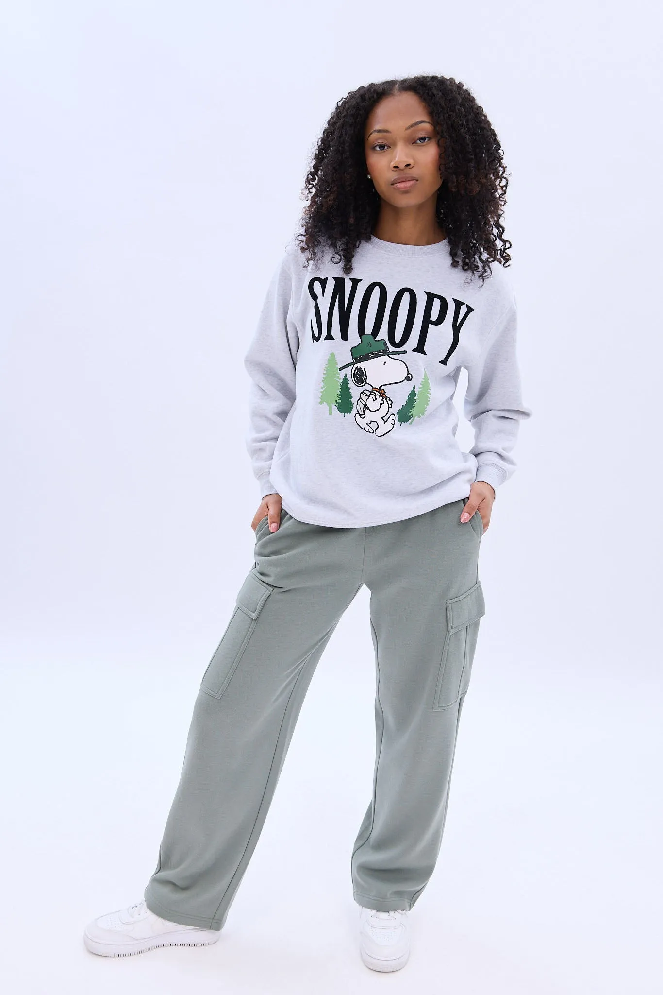 Camp Snoopy Graphic Crew Neck Sweatshirt