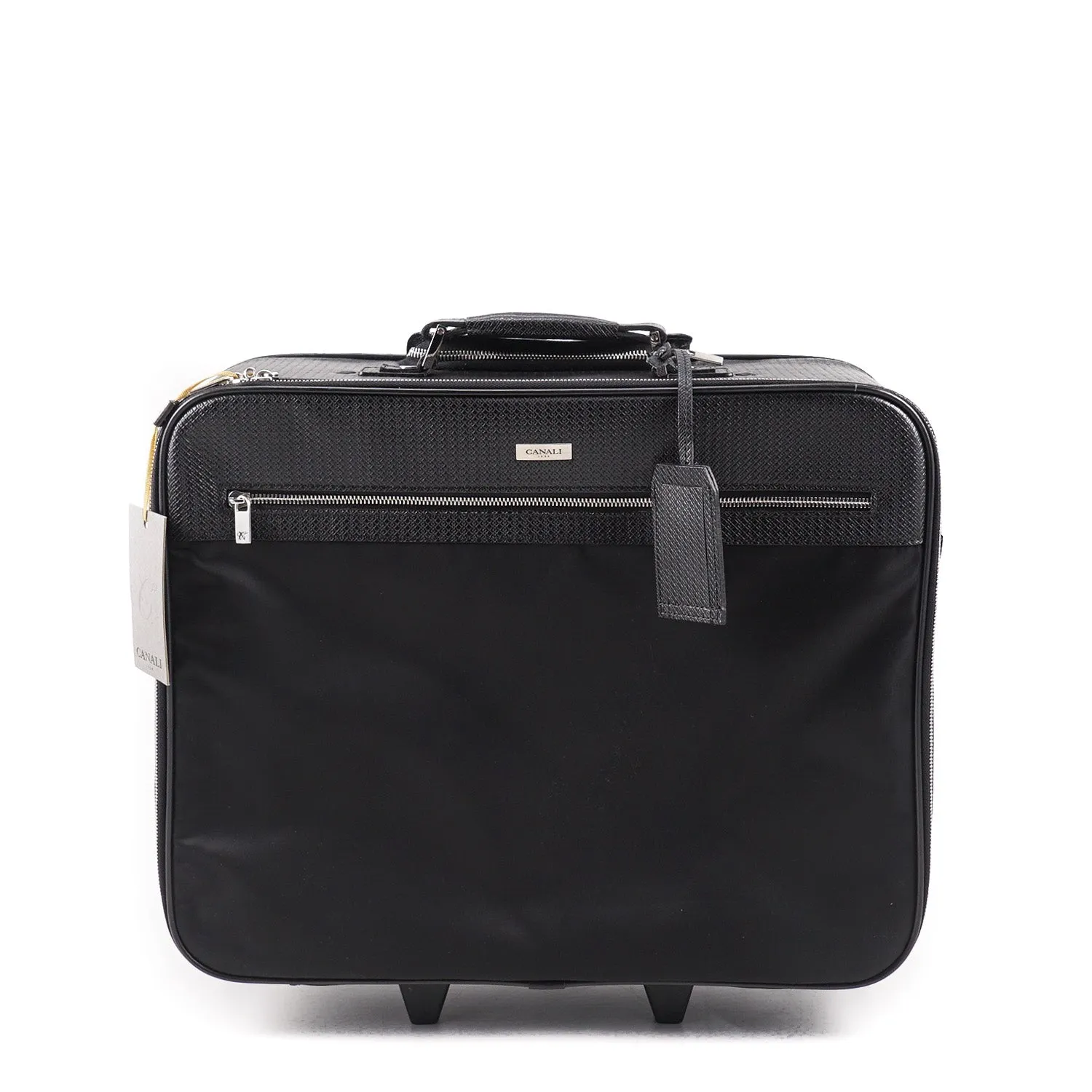 Canali Leather and Nylon Carry-On Roller Suitcase