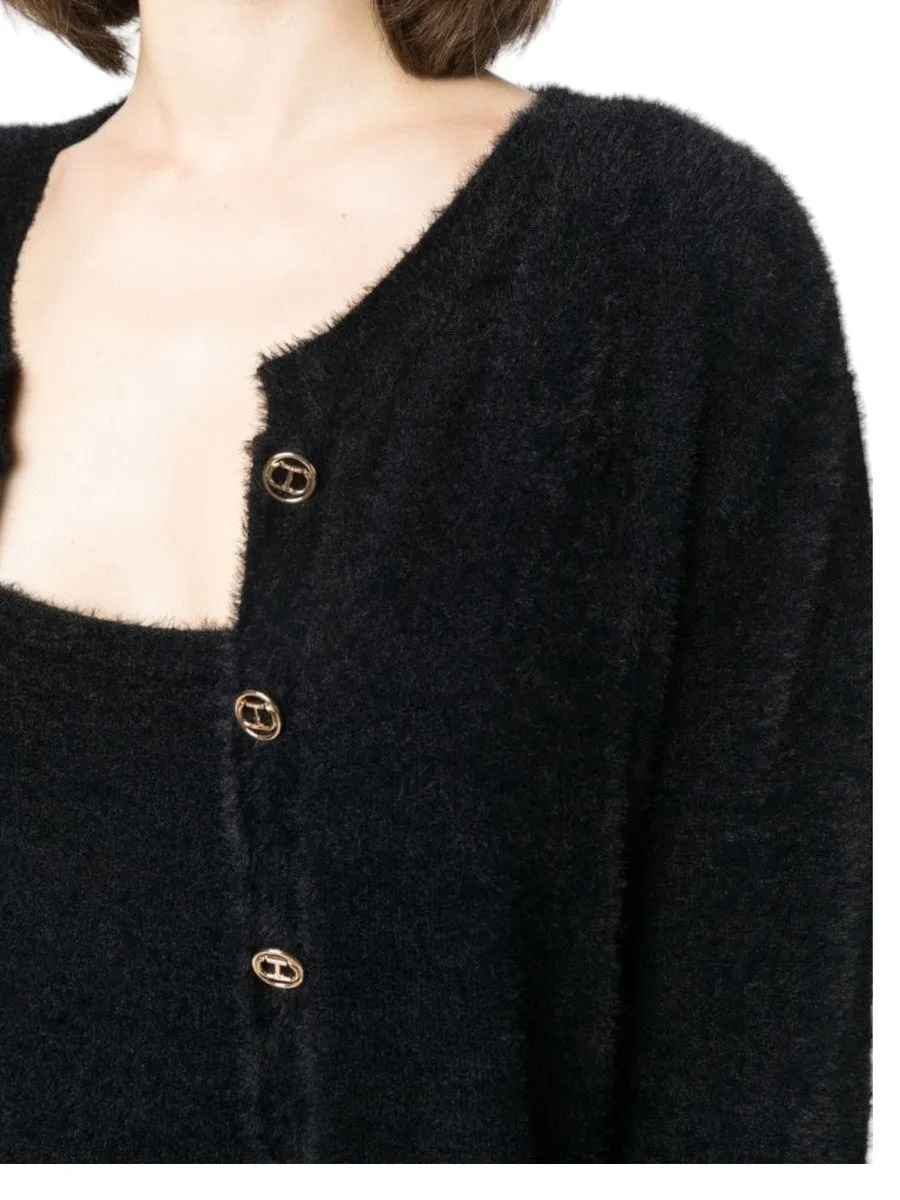 Cardigan girocollo in felpa