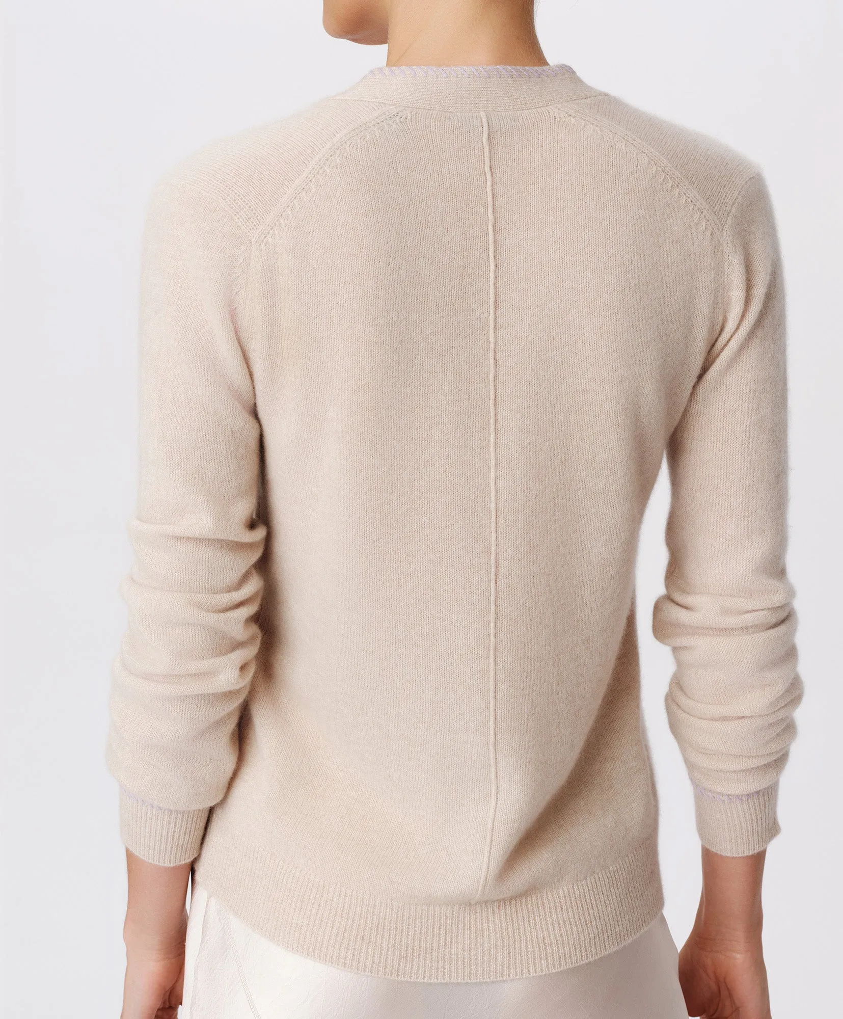 Cashmere Long Sleeve Cardigan - Soft Oatmeal