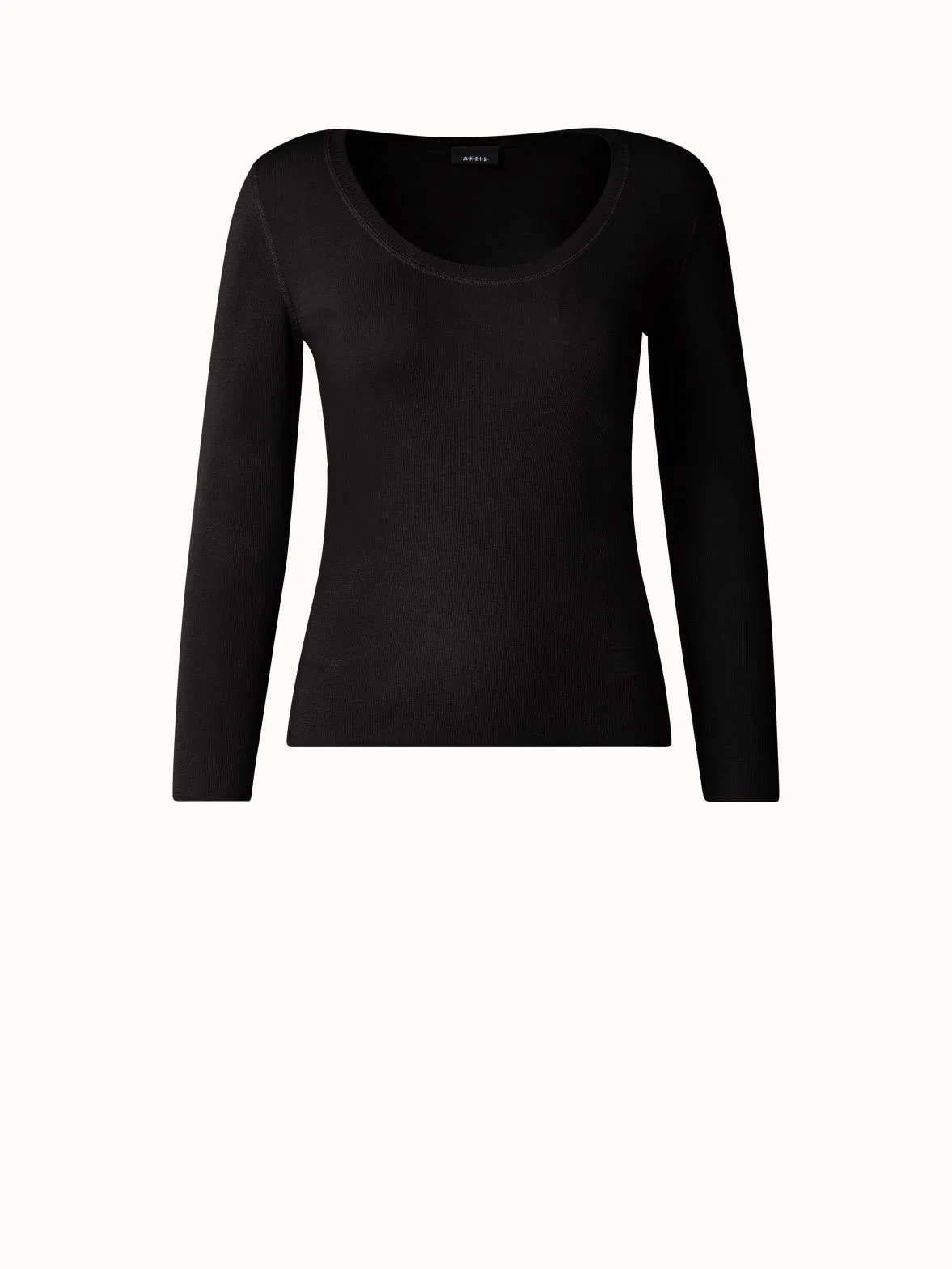 Cashmere Silk Fitted Scoop Neck Pullover