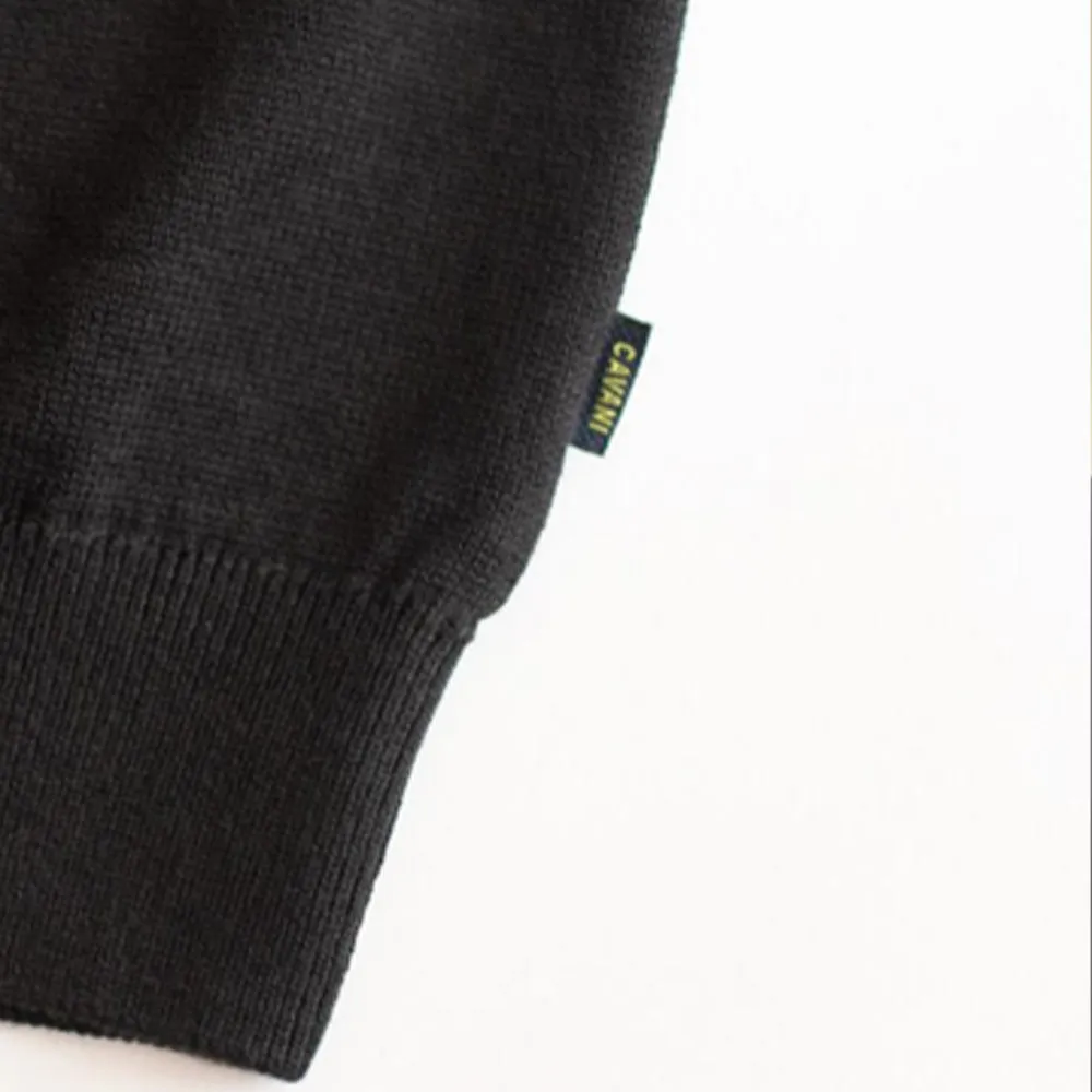 Cavani Black Crewneck Fine Knit