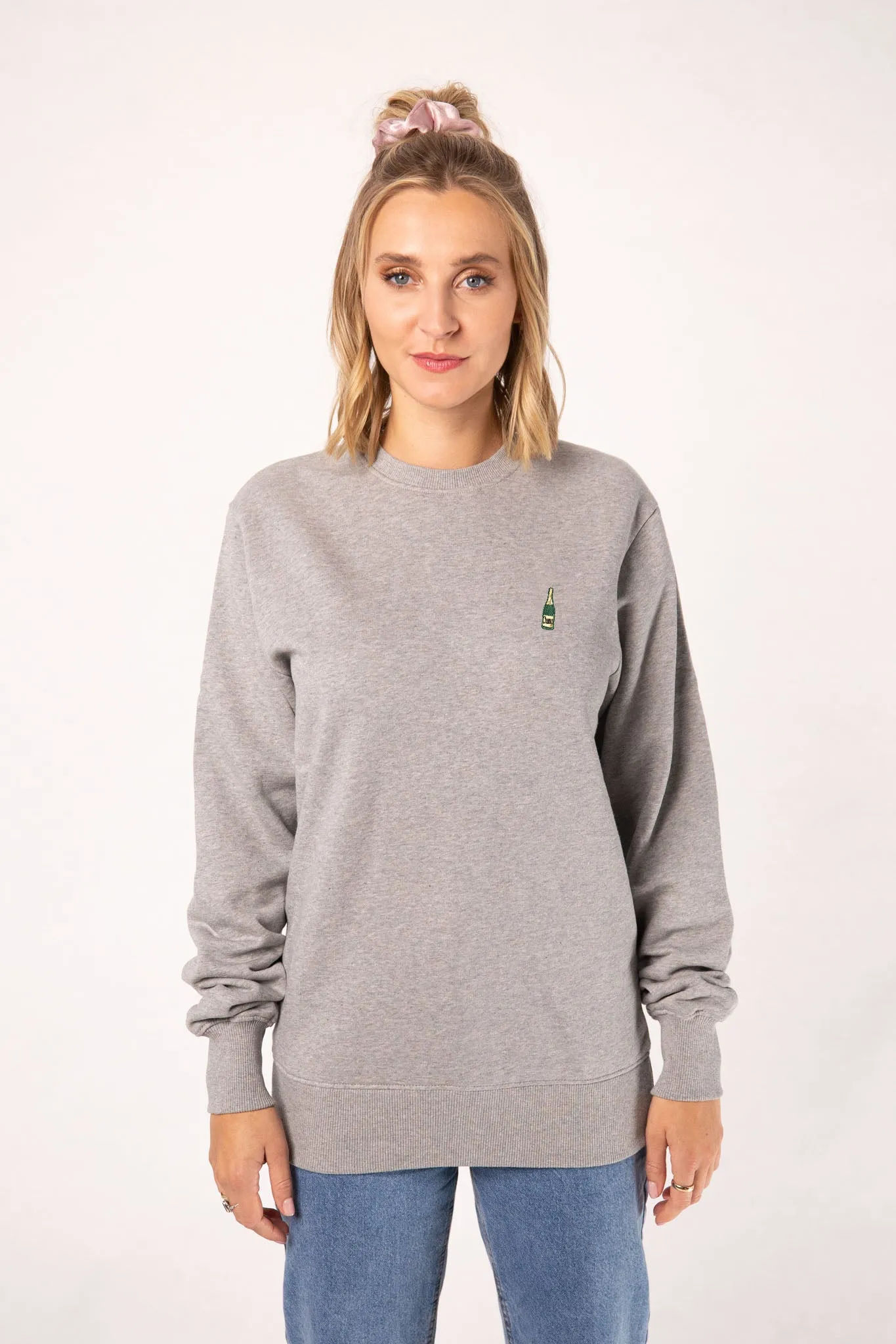 Champagner | Bestickter Bio-Baumwoll Frauen Pullover