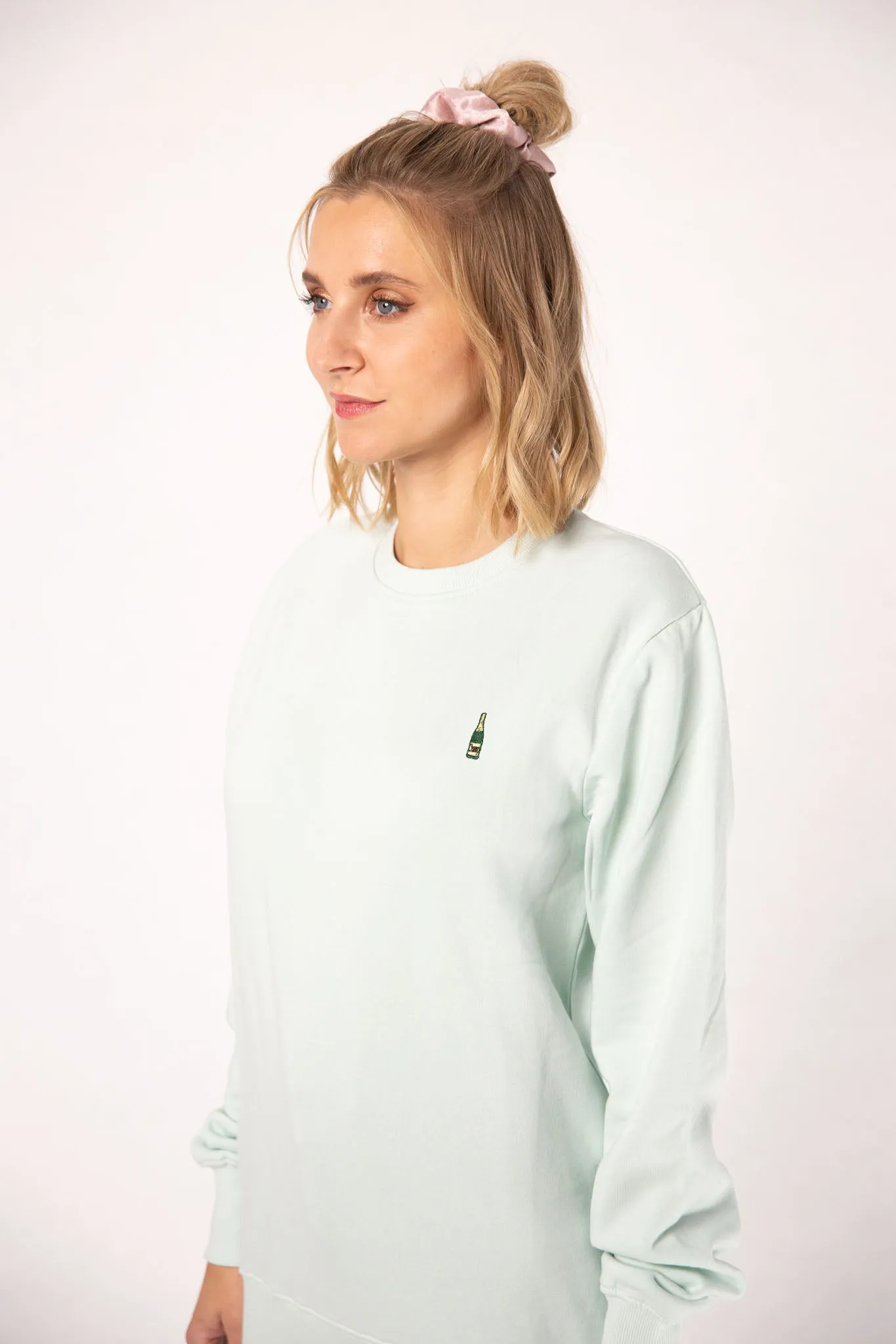 Champagner | Bestickter Bio-Baumwoll Frauen Pullover