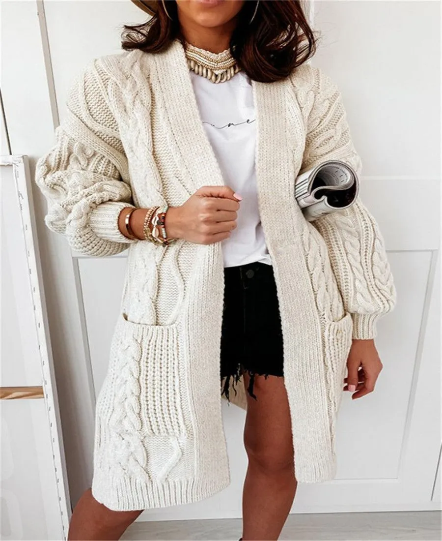 Chunky Long Knitted Hand Braid Long Cardigan Sweater Jacket Knitwear