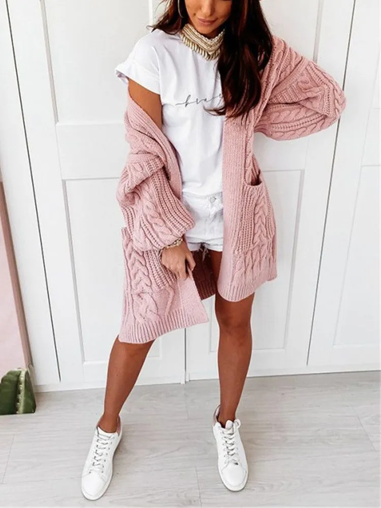 Chunky Long Knitted Hand Braid Long Cardigan Sweater Jacket Knitwear