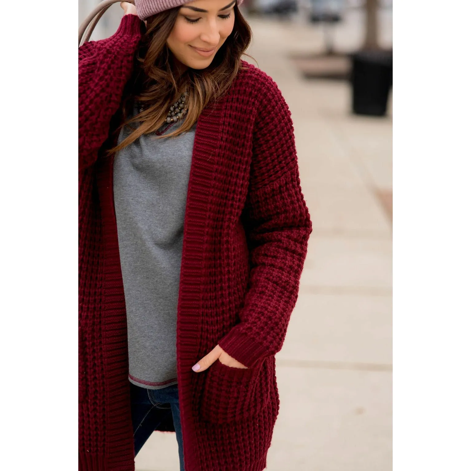 Chunky Waffle Cardigan