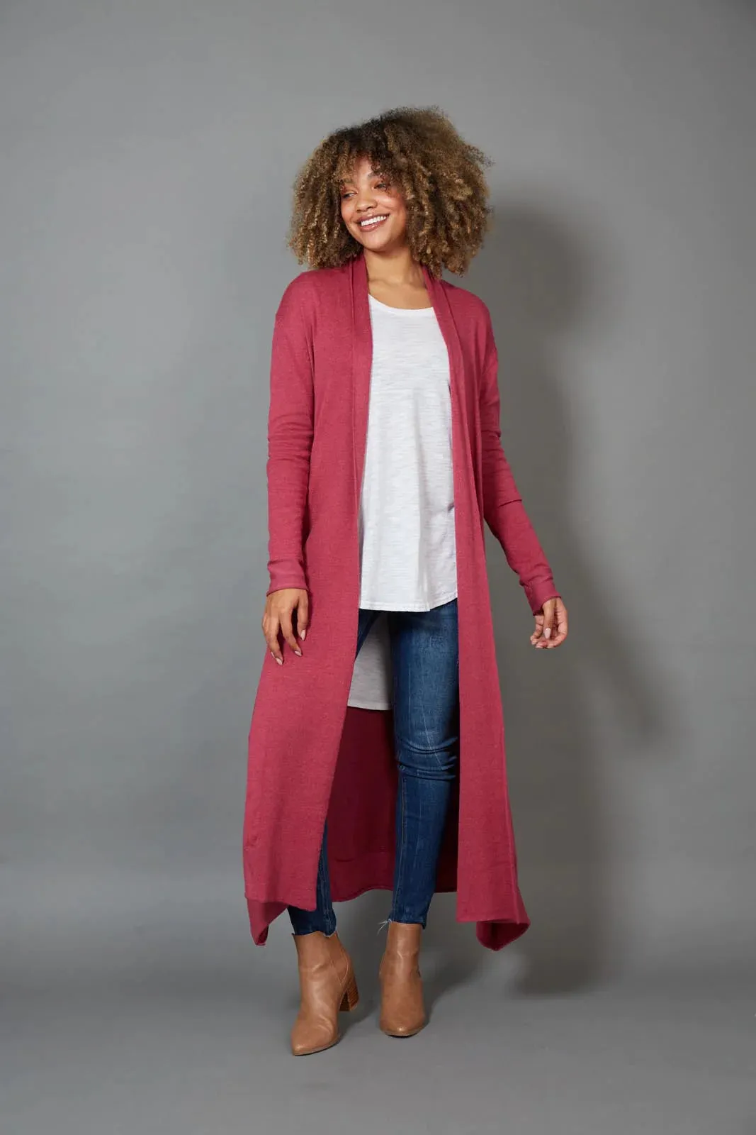 Cleo Longline Cardigan (Mulberry)