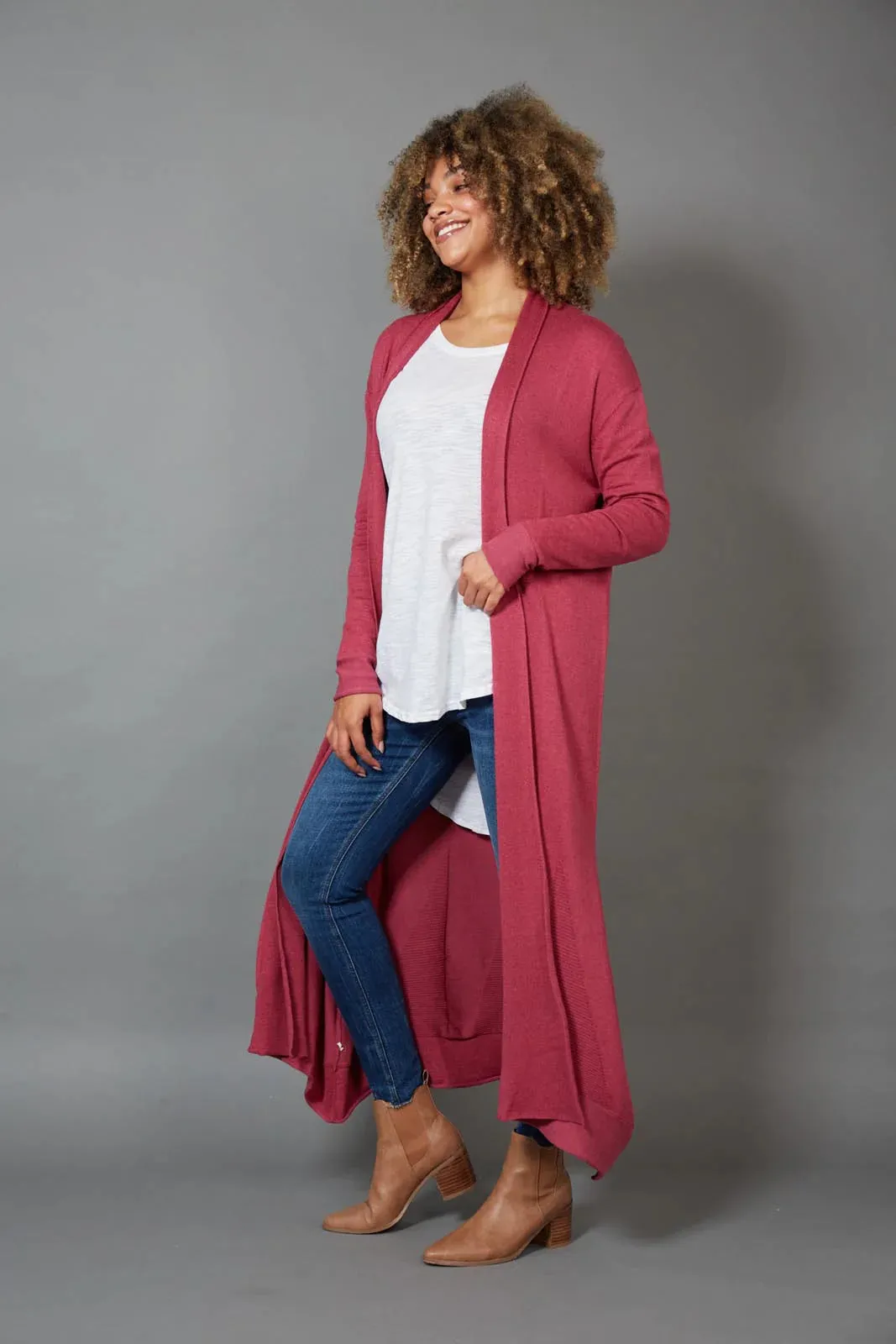 Cleo Longline Cardigan (Mulberry)